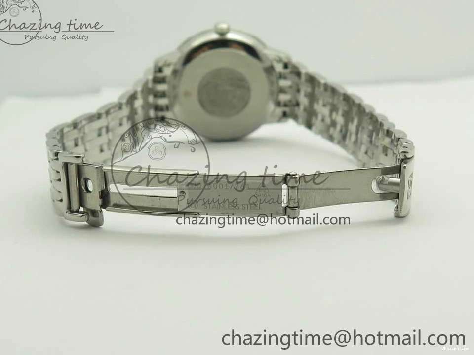 0105 TopPick De Ville Prestige Ladies 32.7mm SS MKF 1:1 Best Edition Blue Dial Diamonds Markers on SS Bracelet MIYOTA 7972